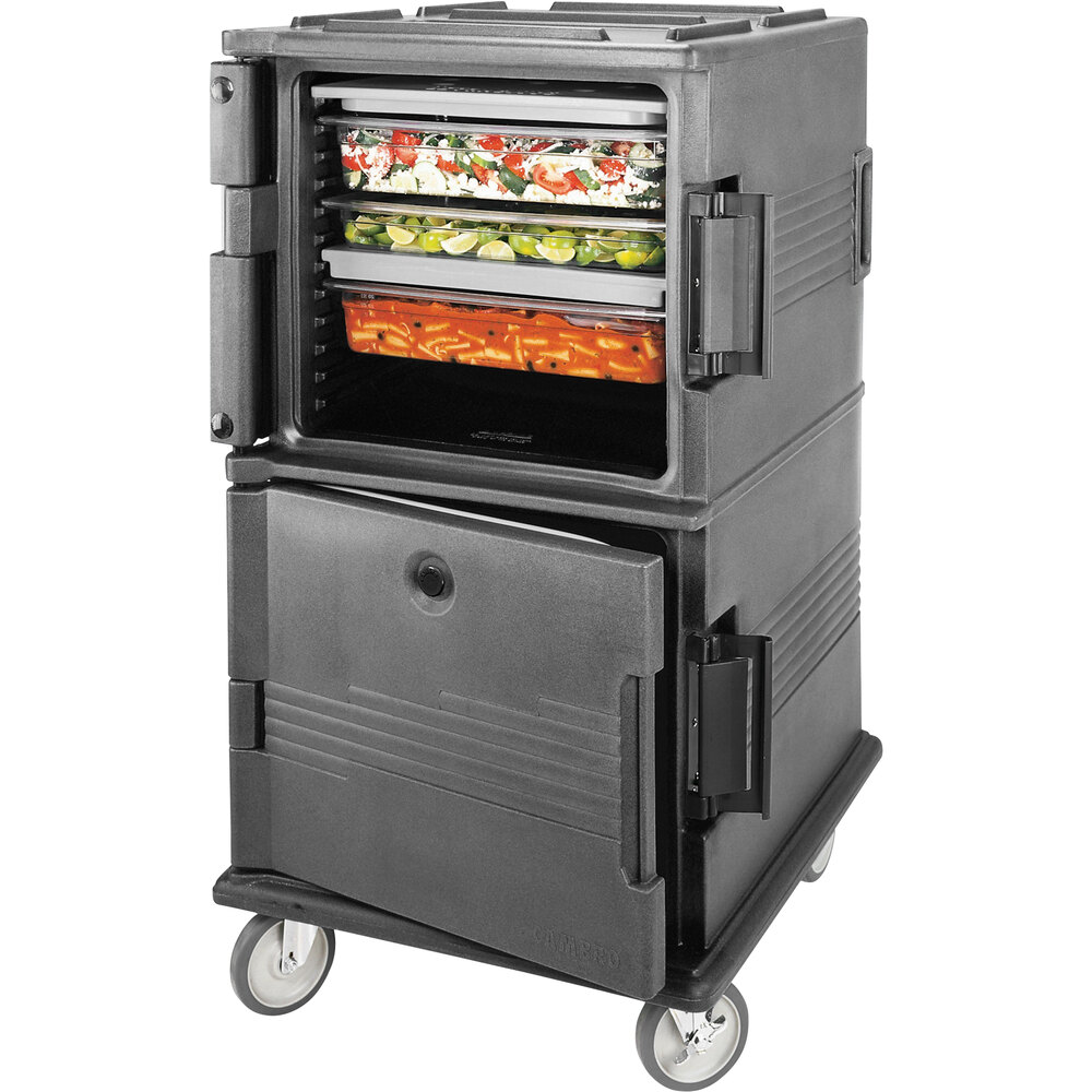 Cambro Ultra Camcart® Granite Gray Gasketless Insulated Food Pan Carrier with Security Package and Casters - Holds 24 Pans UPCGL1600SP191