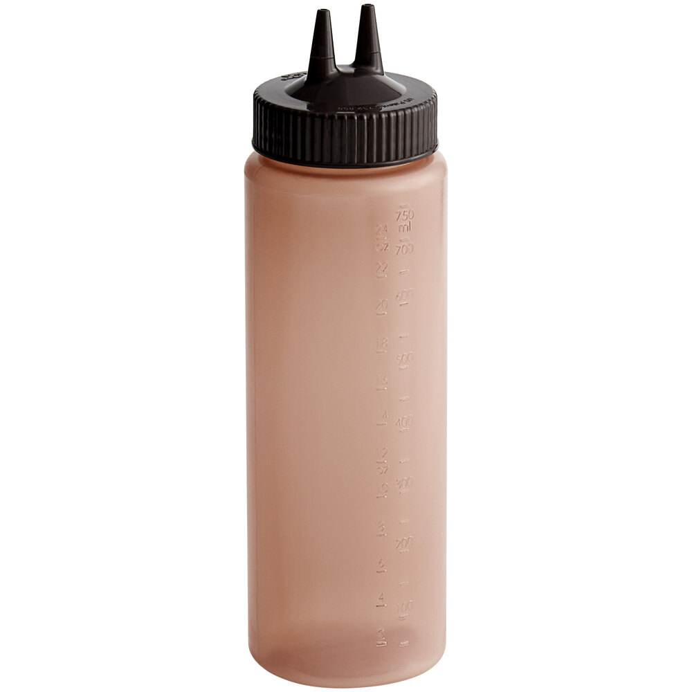 Vollrath 2324C-01 Traex® Color-Mate™ 24 oz. Brown Twin Tip™ Wide Mouth Squeeze Bottle