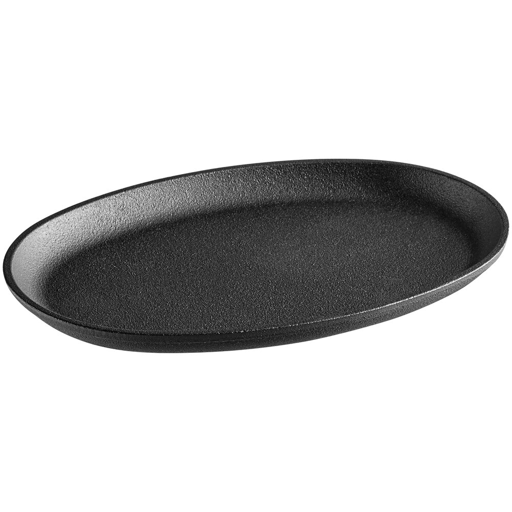 Valor 9 1/4" x 7" Oval Pre-Seasoned Cast Iron Fajita Skillet