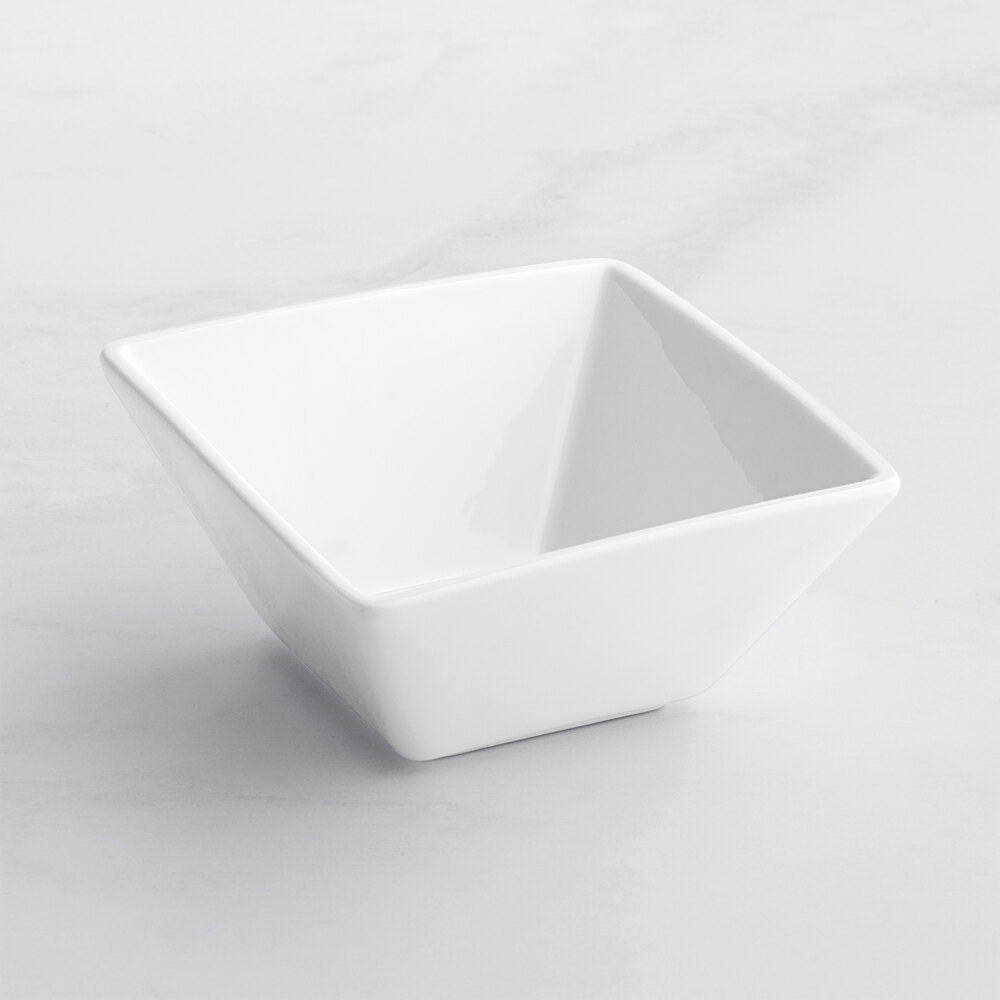 Acopa 18 oz. Square Bright White Porcelain Bowl - 6/Pack