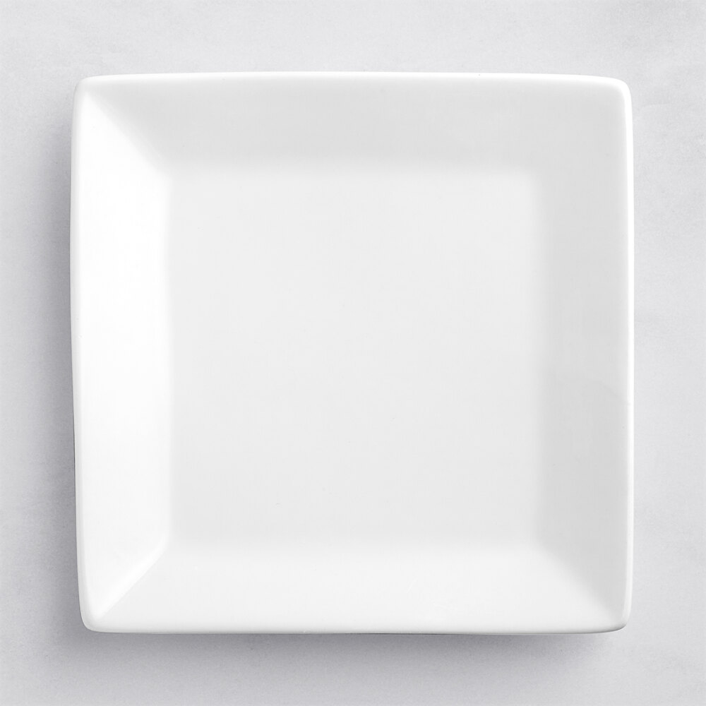 Acopa 5" Bright White Square Porcelain Plate - 48/Case