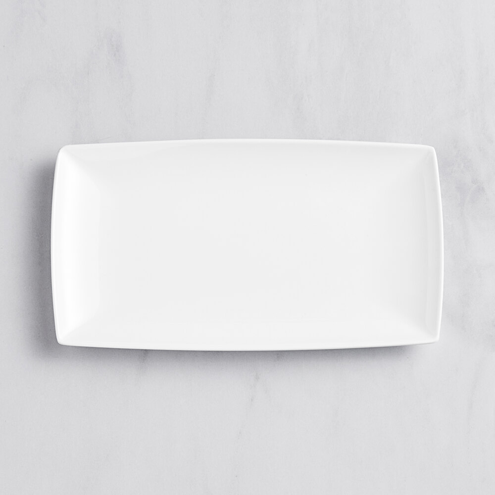 American Metalcraft TMW9 9 3/8" x 5 1/8" x 3/4" White Coupe Rectangular Melamine Tray