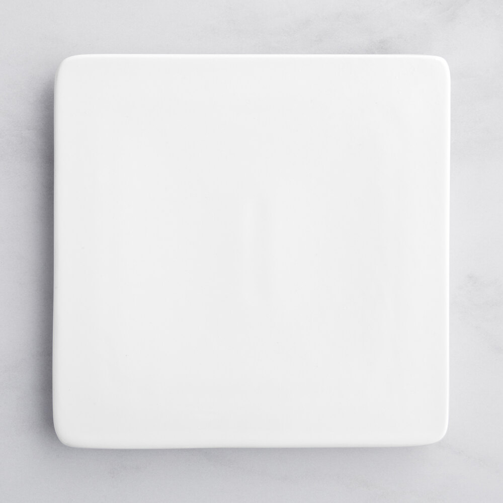 Acopa 6" Square Bright White Porcelain Flat Plate - 12/Case
