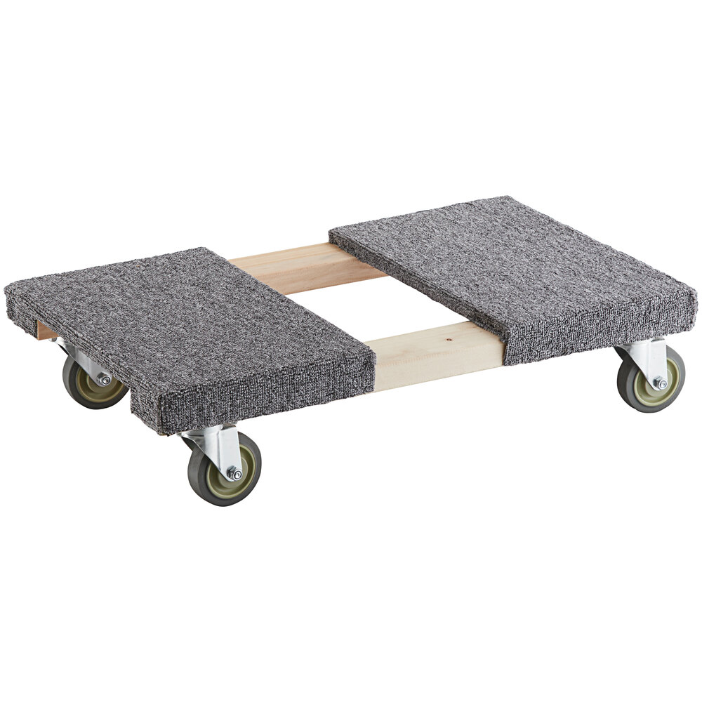 Lavex 32" x 19" 1000 lb. Wood Dolly with Carpeted Deck Ends and 4" Wheels