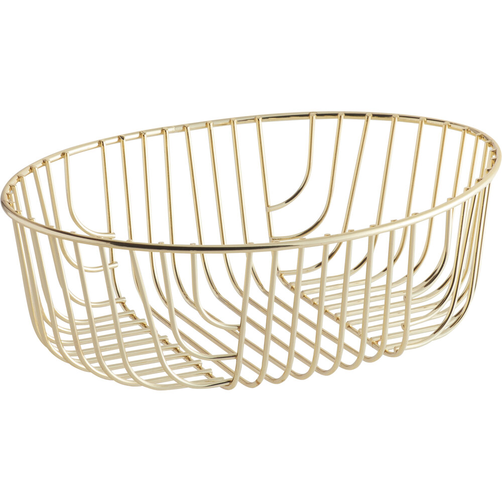 Acopa 10" x 7" Oval Gold Wire Basket