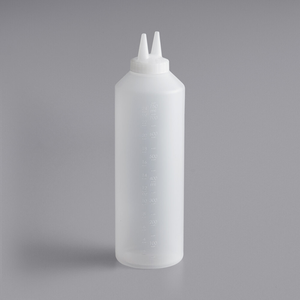 Vollrath 22024-13 Traex® 24 oz. Clear Wide Mouth Squeeze Bottle with Converter and Twin Tip™ Cap