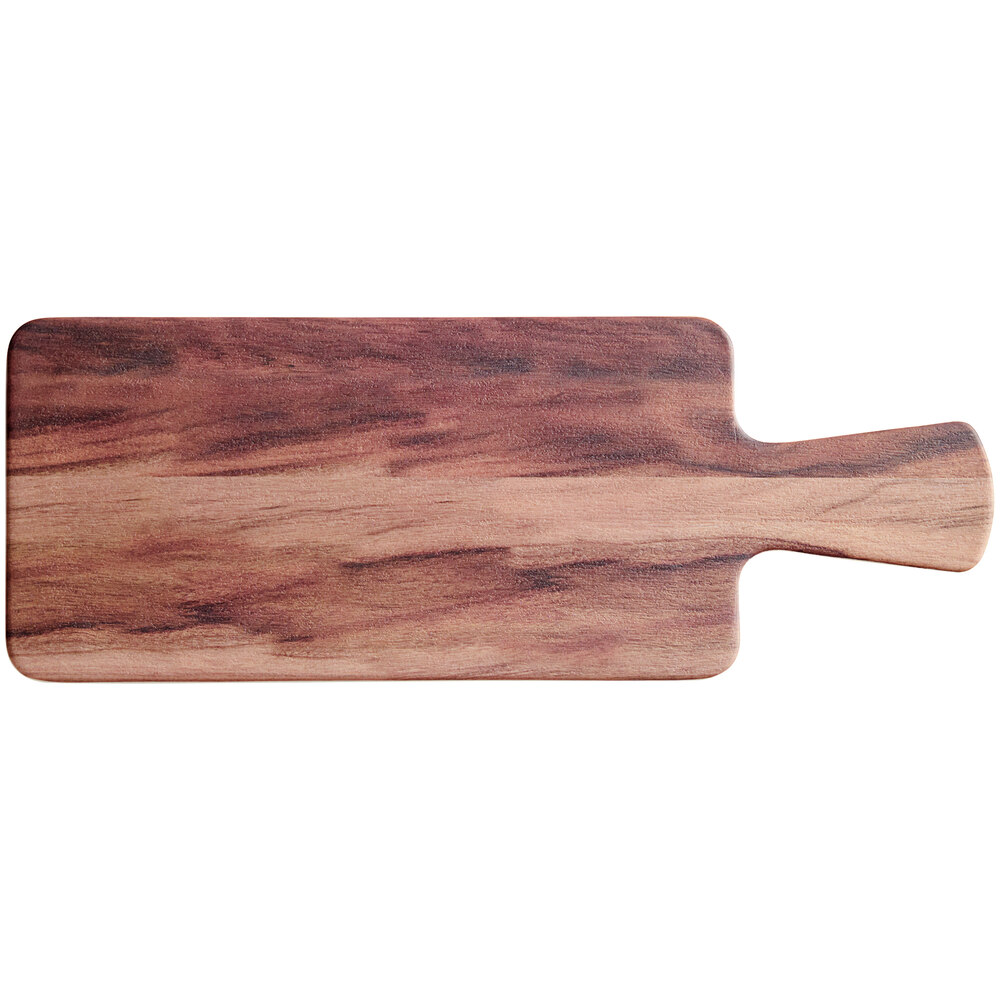 Acopa 11" x 5 1/2" Walnut Faux Wood Melamine Serving Board with 4" Handle