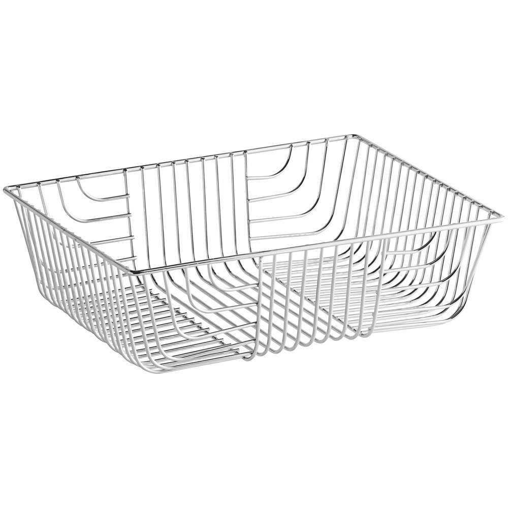 Acopa 12" x 9" Rectangular Chrome Wire Basket