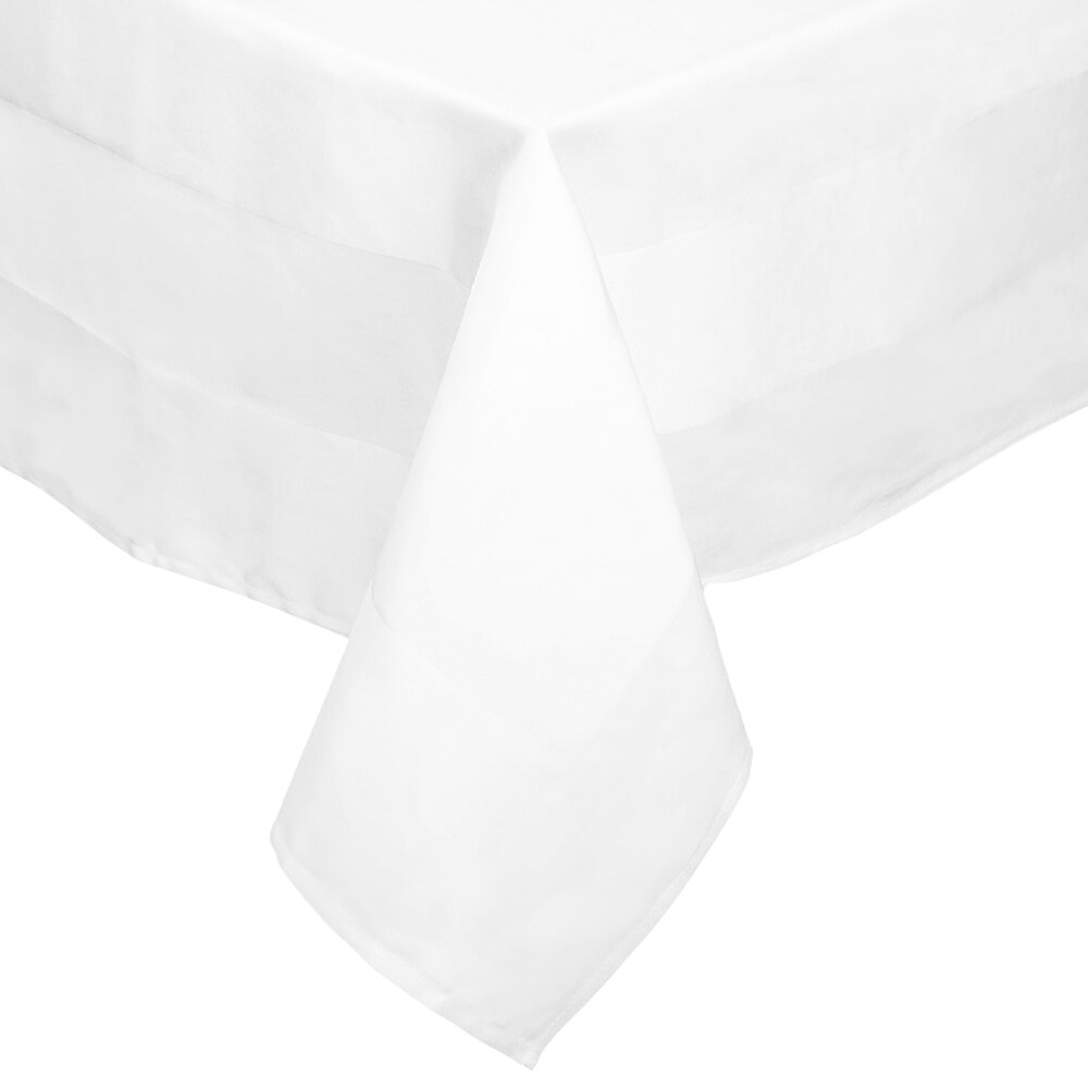 Garnier-Thiebaut Satin Band Crossbordered White 47" x 47" 100% ELS Cotton Cloth Table Cover