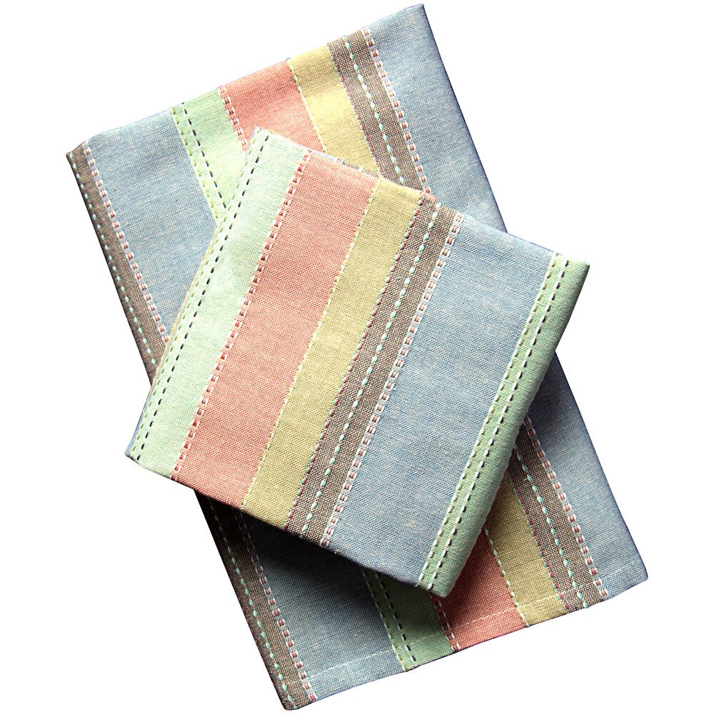 Garnier-Thiebaut Camini Multicolor 22" x 23" 100% ELS Cotton Cloth Napkins - 100/Case