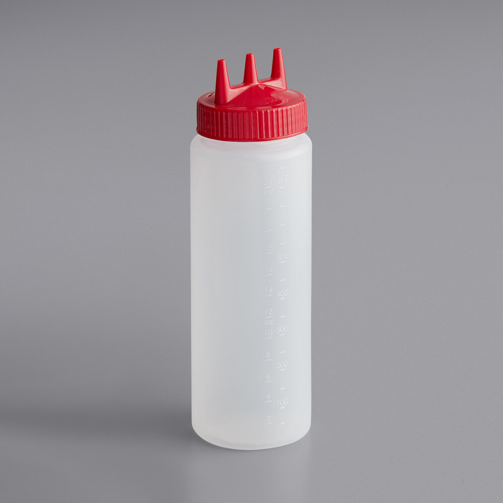 Vollrath 3324-1302 Traex® Color-Mate™ 24 oz. Clear Tri Tip™ Wide Mouth Squeeze Bottle with Red Cap