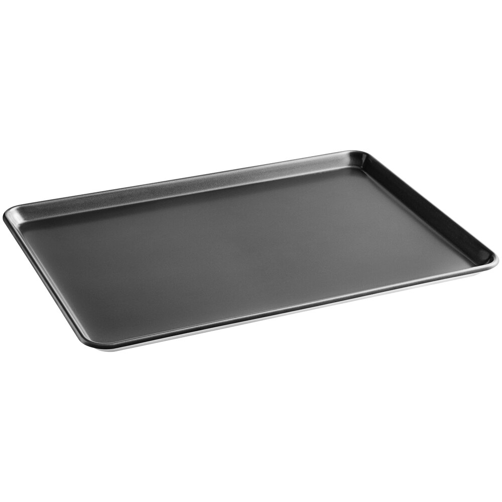 Baker's Lane Heavy-Duty Full Size NSF 12 Gauge Non-Stick 18" x 26" Open Bead / Semi-Curled Rim Aluminum Bun / Sheet Pan