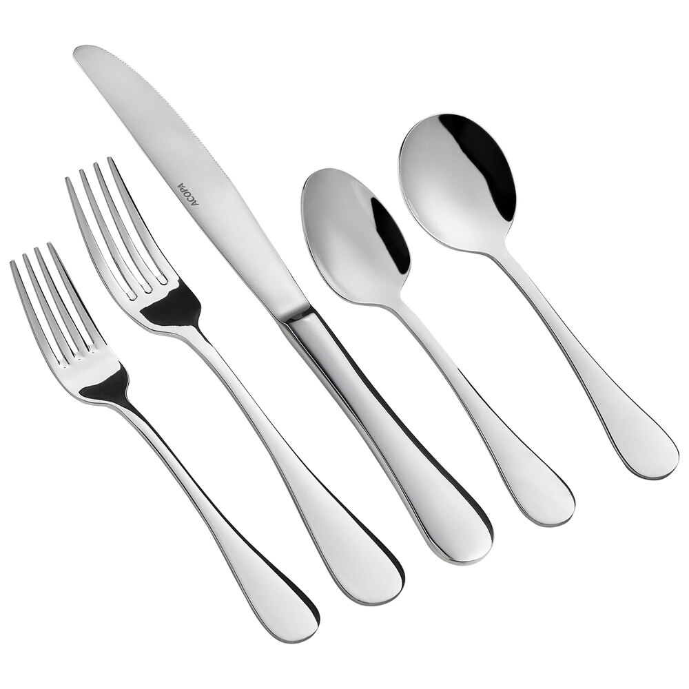Acopa Vittoria 18/8 Stainless Steel Extra Heavy Weight Flatware Set with Service for 12 - 60/Pack