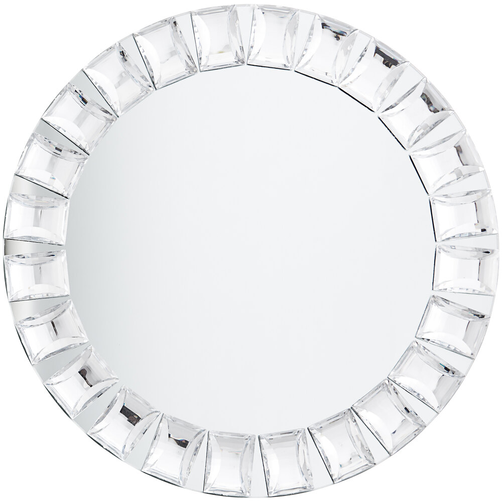Acopa 13" Round Large Jeweled Glass Mirror Charger Plate - Sample