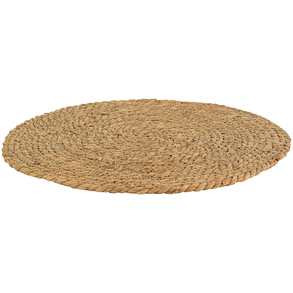 Kalalou 15" Tan Woven Seagrass Round Placemat - 6/Case