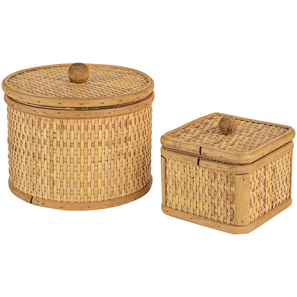 Kalalou 2-Piece Woven Cane Box Display Set