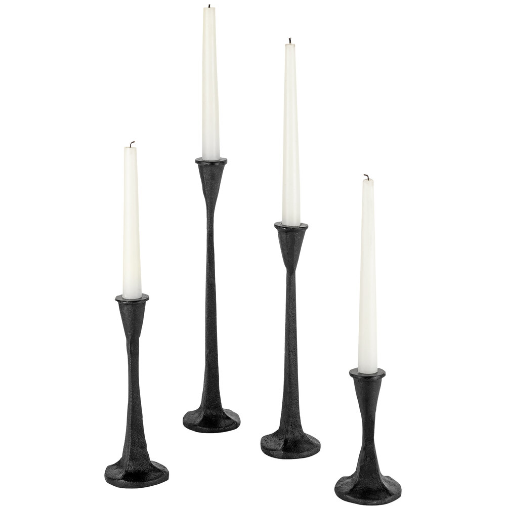 Kalalou 4-Piece Black Cast Iron Taper Candle Holder Set