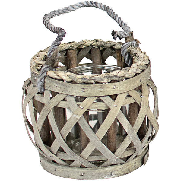 Kalalou Extra Small Gray Low Willow Lantern