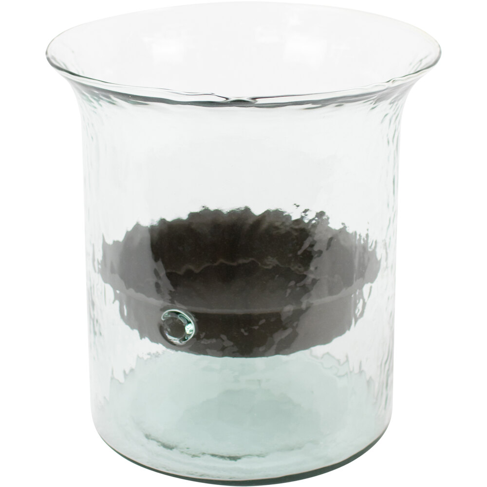 Kalalou Giant Glass Cylindrical Hurricane Candle Holder with Rustic Metal Insert