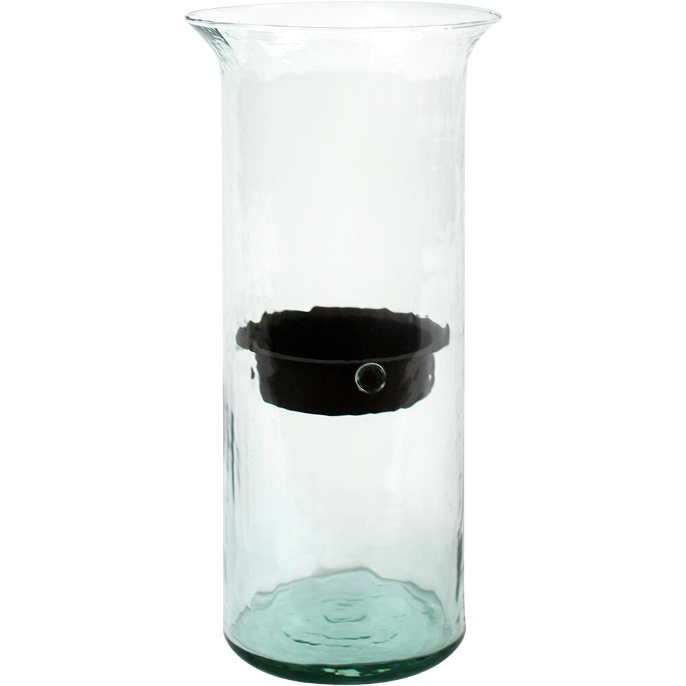 Kalalou Large Glass Cylindrical Hurricane Candle Holder with Rustic Metal Insert