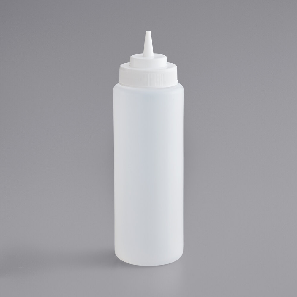 Choice 32 oz. Clear Wide Mouth Squeeze Bottle - 6/Pack