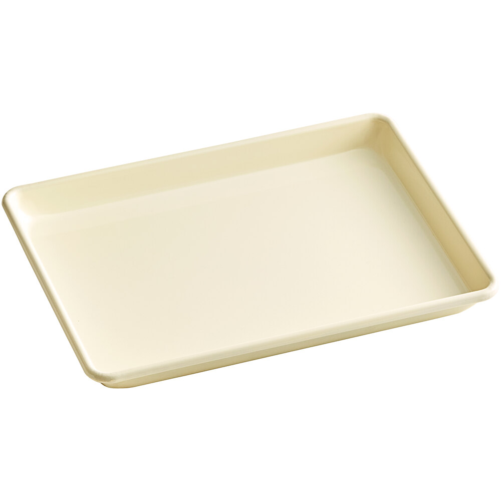 Baker's Lane Quarter Size 19-Gauge Non-Stick 9 1/2" x 13" Ivory Wire in Rim Aluminum Bun / Sheet Pan / Tray
