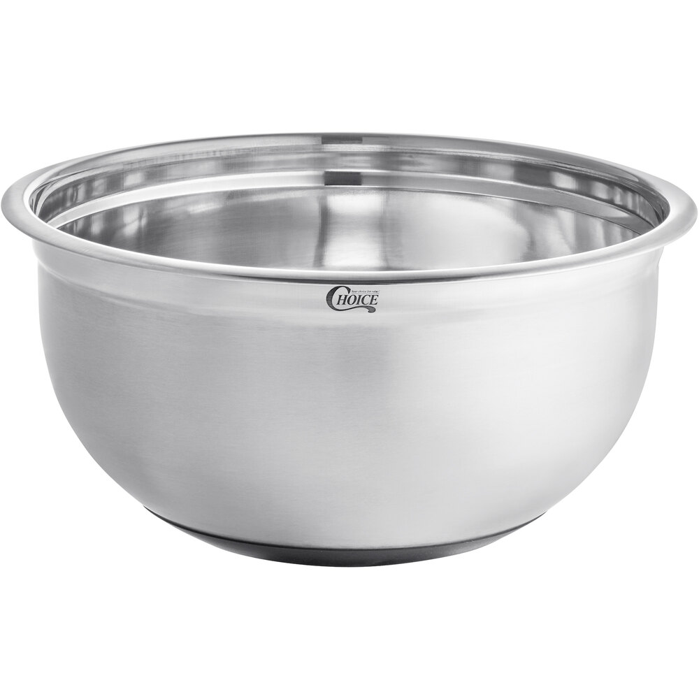 Choice 13 Qt. Stainless Steel Mixing Bowl with Silicone Bottom
