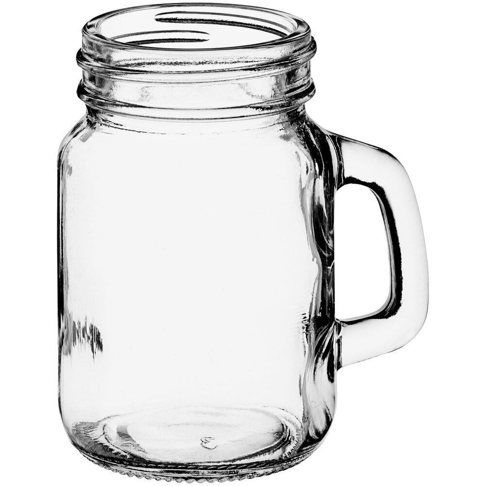 Acopa Rustic Charm 4.75 oz. Customizable Mini Mason Jar with Handle - 4/Pack