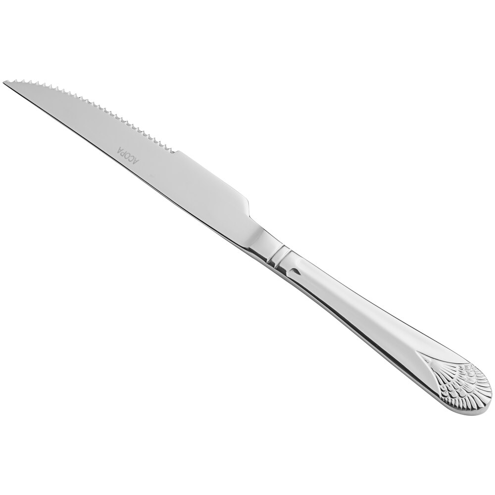 Acopa Monaca 9 1/4" Stainless Steel Extra Heavy Weight Steak Knife - 12/Pack