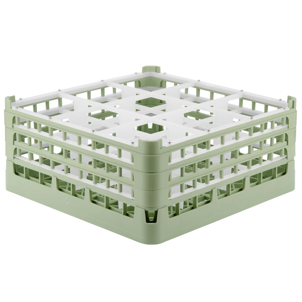 Vollrath 52763 Signature Full-Size Light Green 9-Compartment 7 11/16" X-Tall Plus Glass Rack
