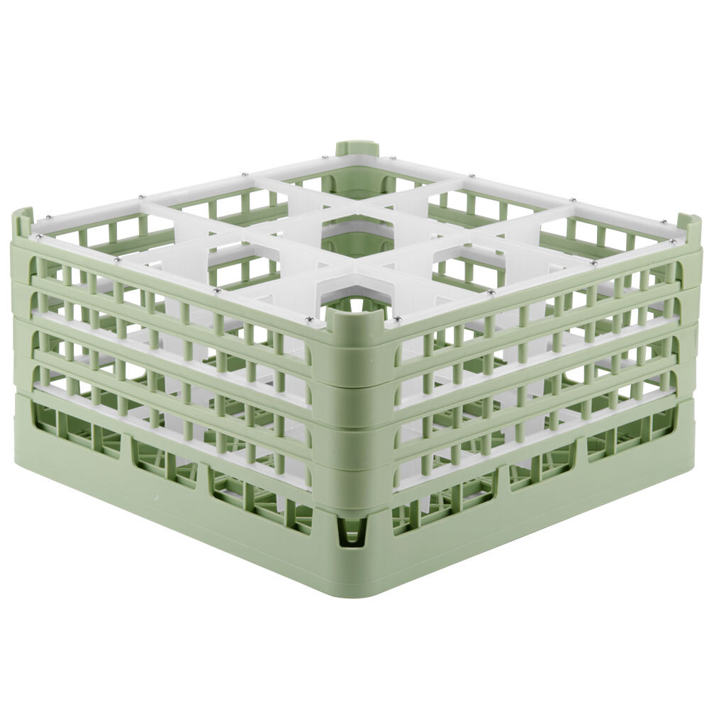 Vollrath 52764 Signature Full-Size Light Green 9-Compartment 9 1/16" XX-Tall Plus Glass Rack