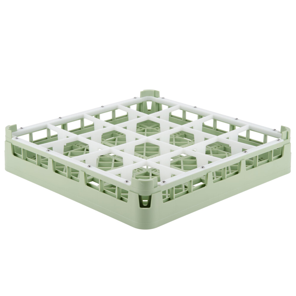 Vollrath 52766 Signature Full-Size Light Green 16-Compartment 3 1/4" Short Plus Glass Rack