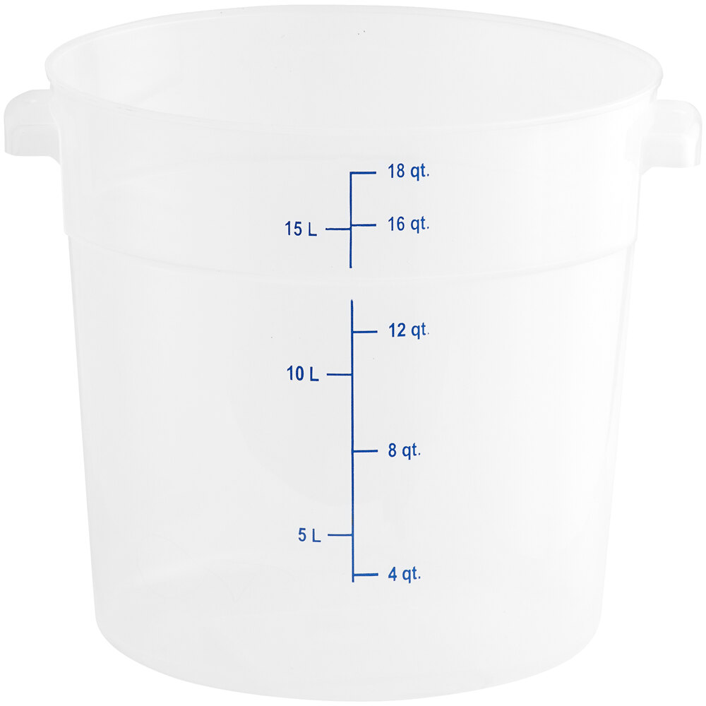 Vigor 18 Qt. Translucent Round Polypropylene Food Storage Container