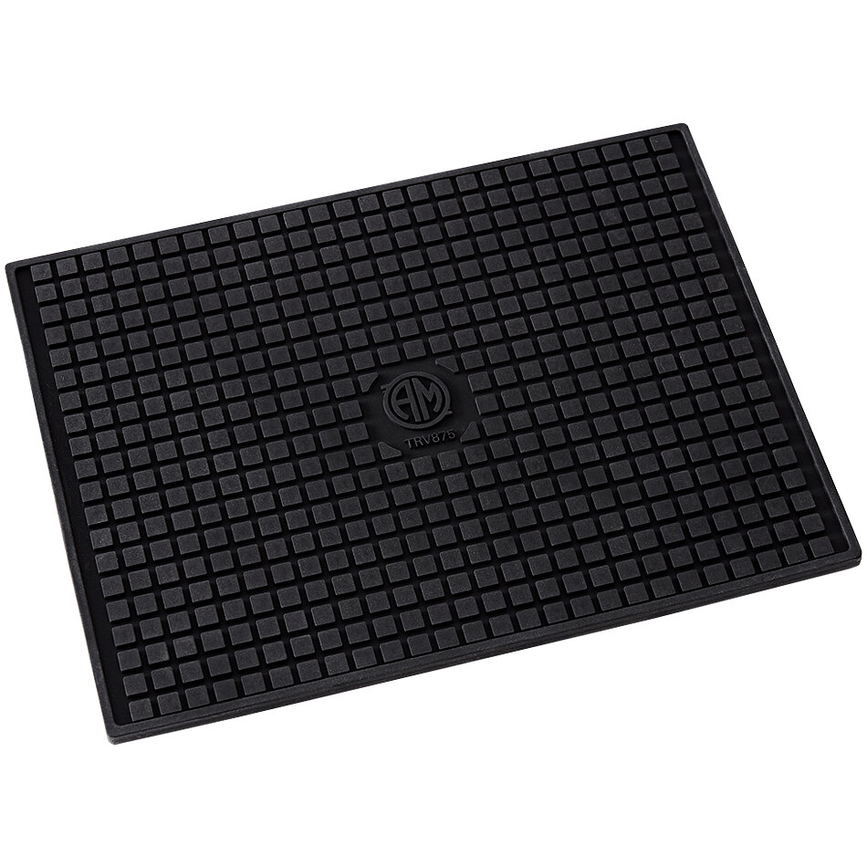 American Metalcraft 8 3/4" x 6 1/2" Rectangular Heat-Resistant Black Silicone Trivet