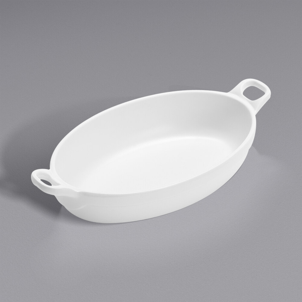 American Metalcraft 5 oz. Oval White Melamine Casserole Dish with Handles