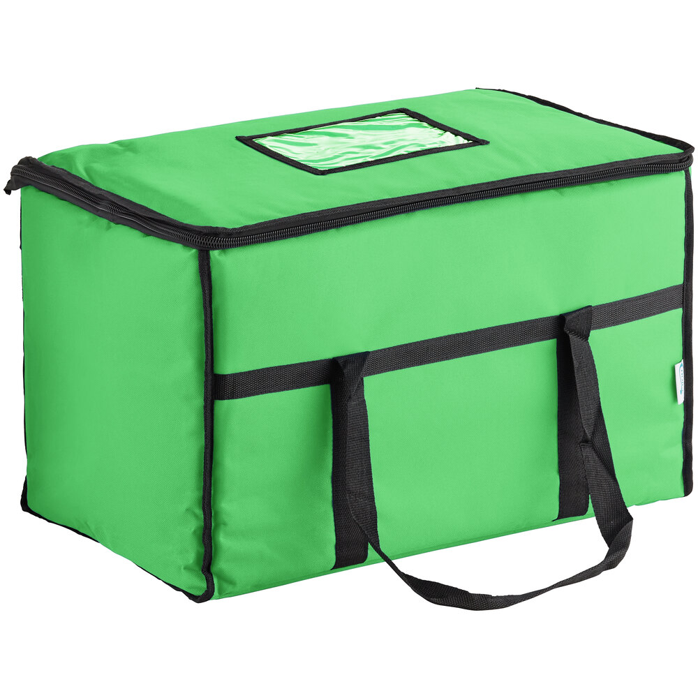 Choice Insulated 23" x 13" x 15" Green Nylon Food Delivery Bag / Pan Carrier - Holds up to (5) 2 1/2" Deep Full Size Pans