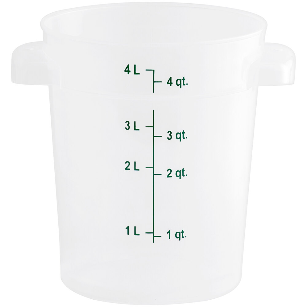 Vigor 4 Qt. Translucent Round Polypropylene Food Storage Container