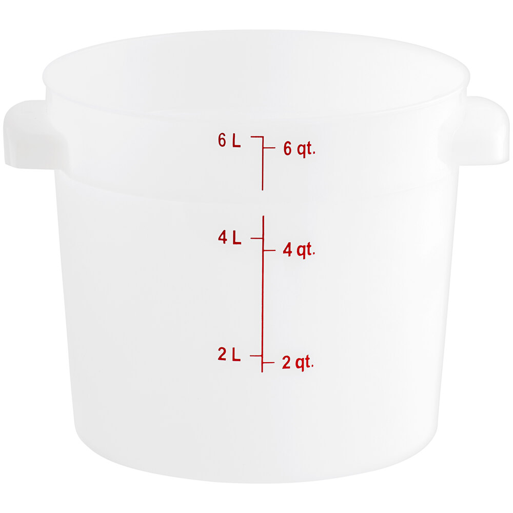 Vigor 6 Qt. White Round Polyethylene Food Storage Container