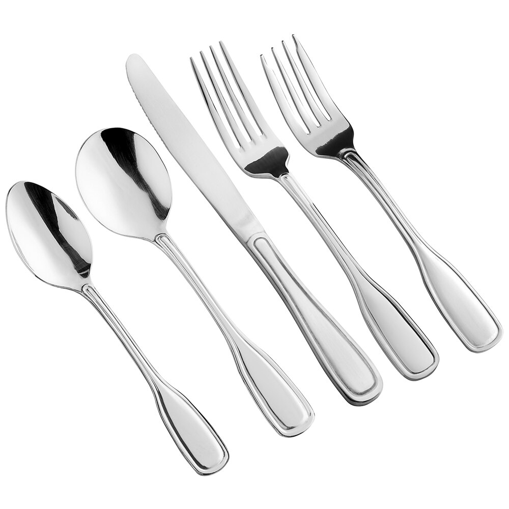 Acopa Saxton 18/0 Stainless Steel Heavy Weight Flatware 5 Piece Set - Sample