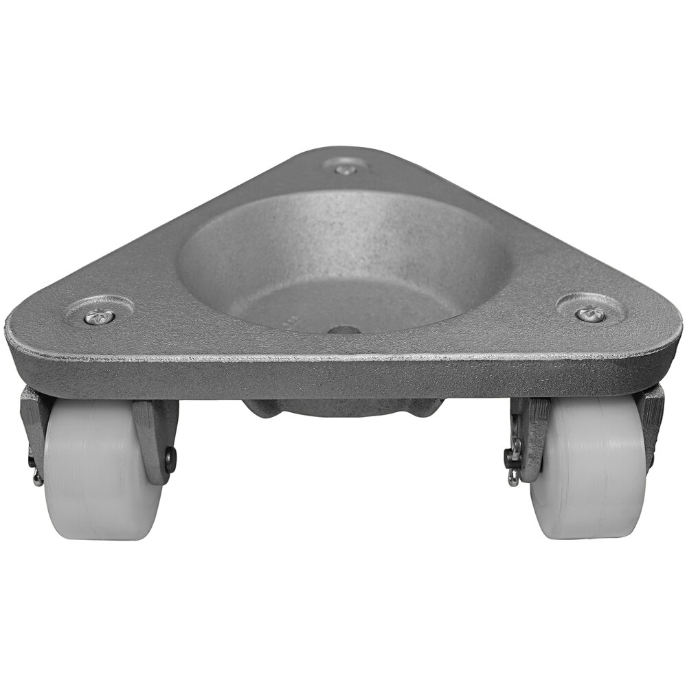 Bond 750 lb. Cast Steel Triangular Cup Dolly with TuffBond White Plastic Casters 3310 DOLLY/UHMW