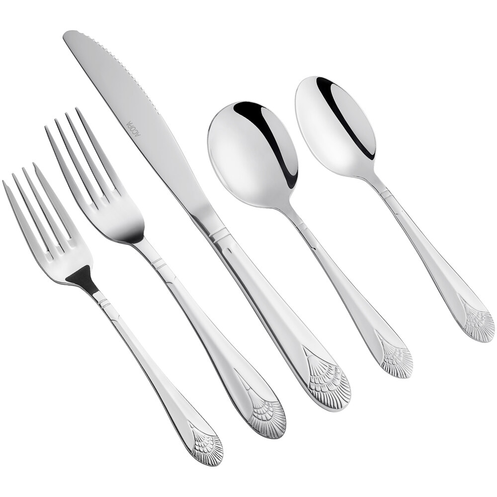 Acopa Monaca 18/8 Stainless Steel Extra Heavy Weight Flatware 5 Piece Set - Sample