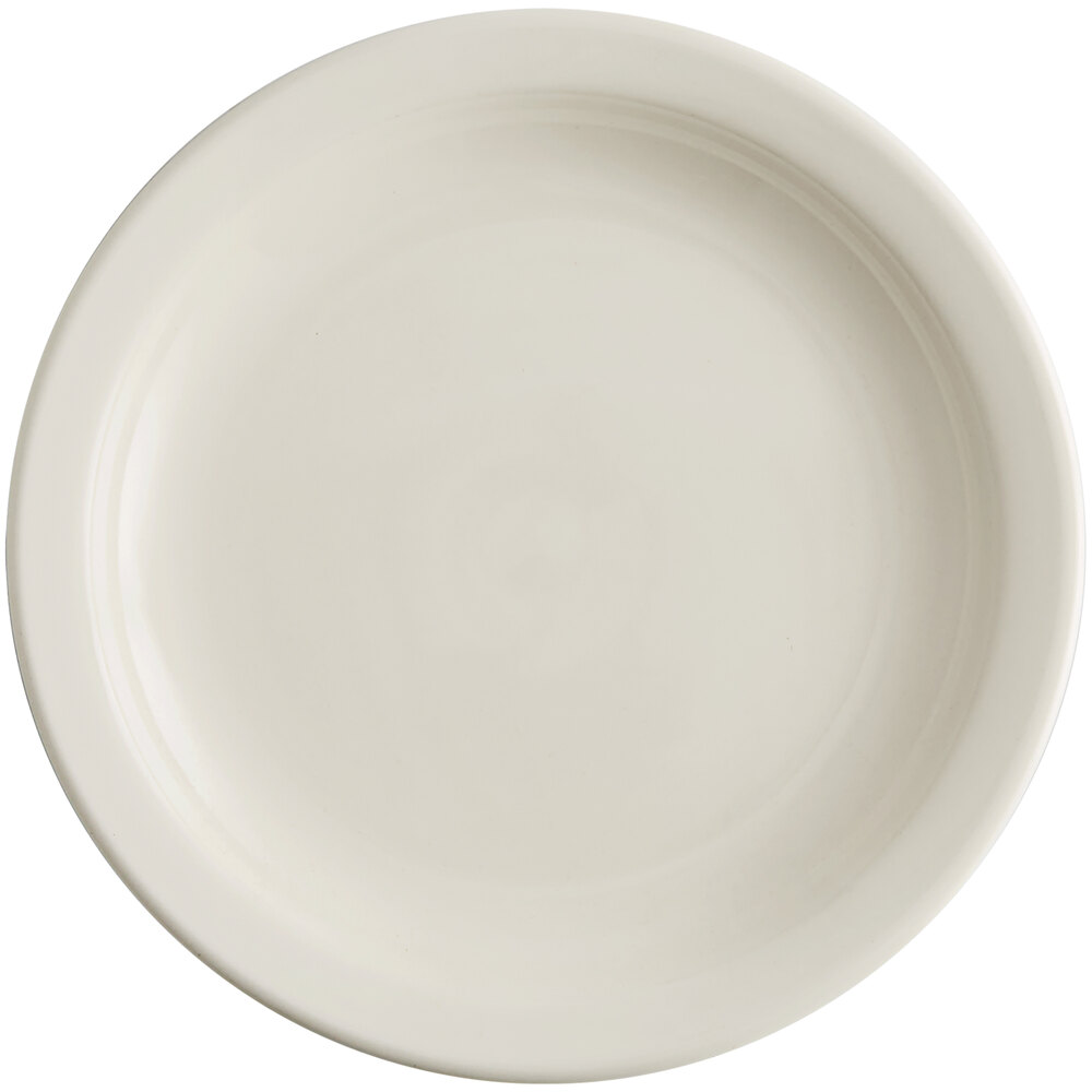 Acopa 7 1/4" Ivory (American White) Narrow Rim Stoneware Plate - 36/Case