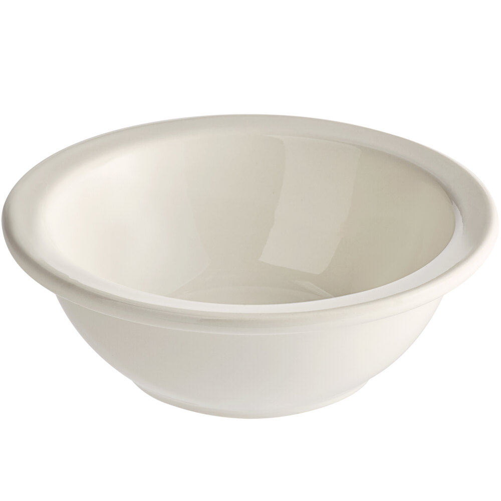 Acopa 6 1/2" Ivory (American White) Rolled Edge Stoneware Grapefruit Bowl - 6/Pack
