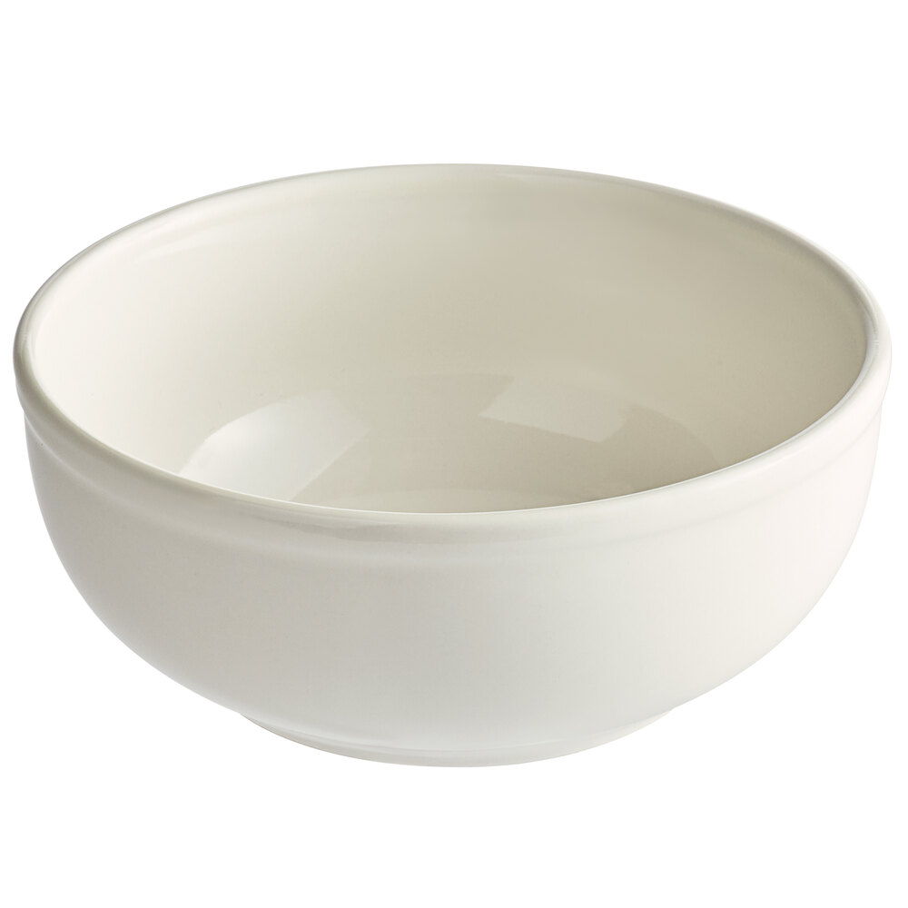 Acopa 15 oz. Ivory (American White) Rolled Edge Stoneware Nappie Bowl - 36/Case