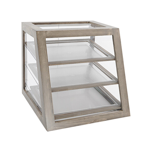Cal-Mil Aspen 21" x 21 1/2" 21 1/2" Slanted Attendant Serve 3-Tier Bakery Display Case 3432-110