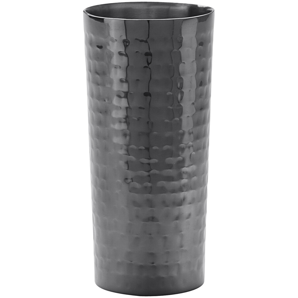 American Metalcraft 14 oz. Double Wall Hammered Black Collins Glass
