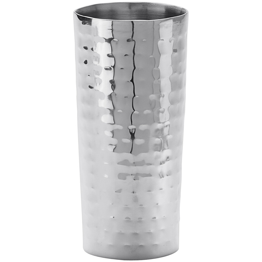 American Metalcraft 14 oz. Double Wall Hammered Stainless Steel Collins Glass