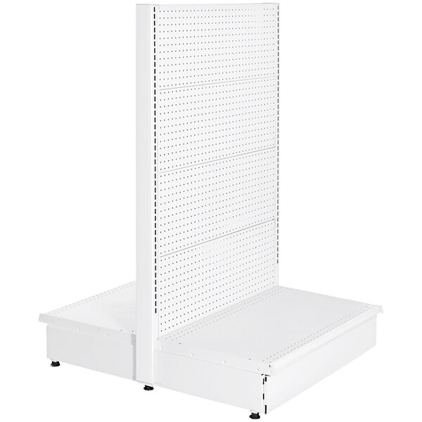 48" x 36" x 54" White Double-Sided Pegboard Add-On Gondola Merchandiser
