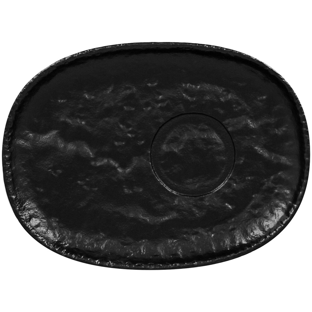RAK Porcelain Roks 7 1/2" Black Oval Porcelain Saucer - 12/Case