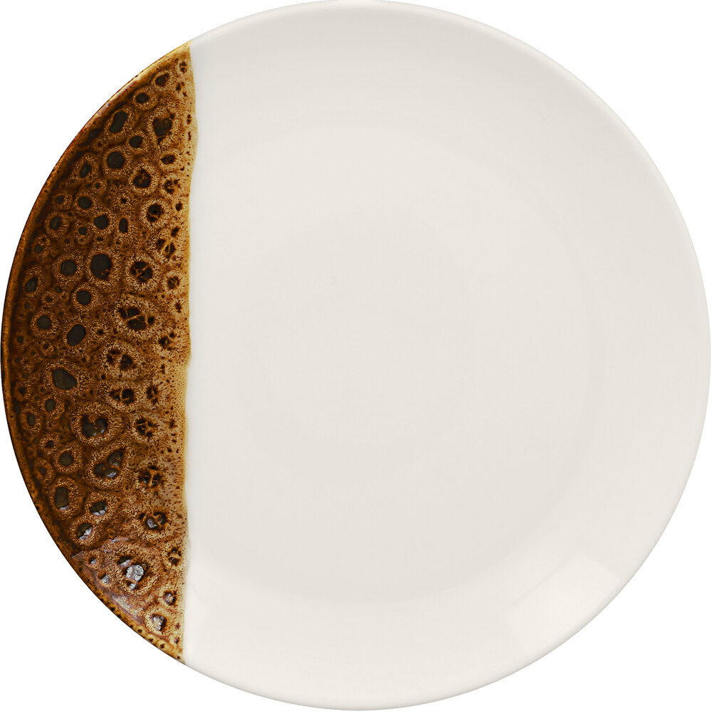RAK Porcelain Wild 10 5/8" Brown Round Porcelain Flat Coupe Plate - 12/Case
